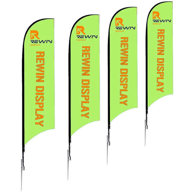 Flying banner outdoor event advertising double side printing aluminium fiberglass flagpole rectangle teardrop feather beach flag